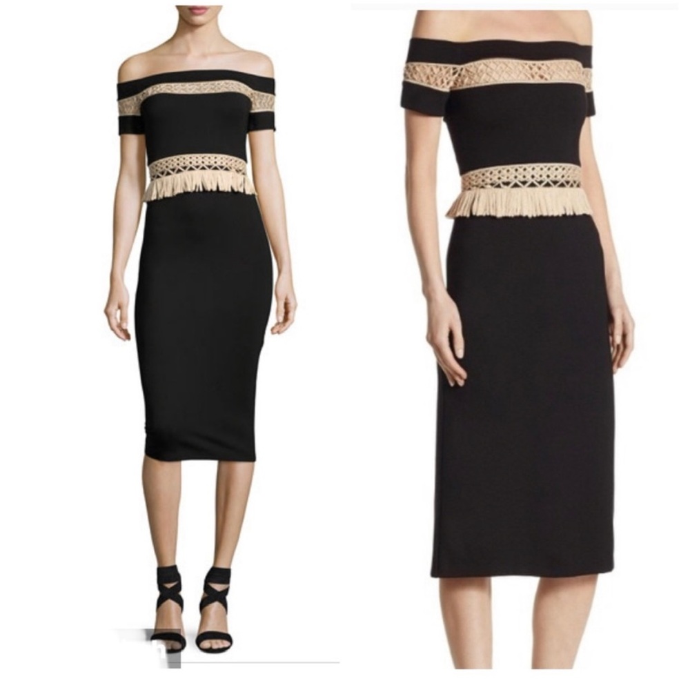 Alexis Fringe Midi Dress Black S